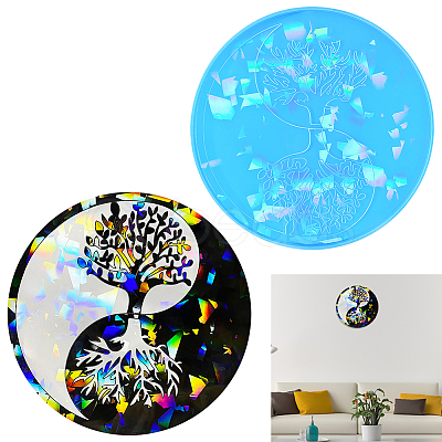 DIY Laser Effect Tai Ji & Tree of Life Pattern Display Decoration Silicone Molds SIL-WH0014-34A-1