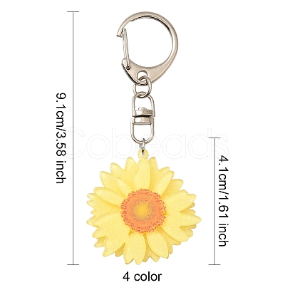 Acrylic Daisy Pendant Decoration HJEW-YW00028-01-1