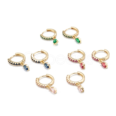 Brass Micro Pave Cubic Zirconia Huggie Hoop Earrings EJEW-K087-03G-1