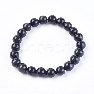 Natural Rainbow Obsidian Stretch Bracelets BJEW-F315-6mm-1