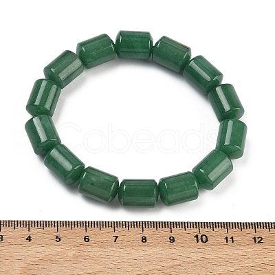 Column Natural Green Aventurine Beads Stretch Bracelets for Women Men BJEW-A148-01A-16-1