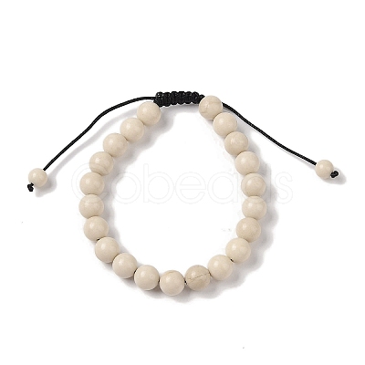 8mm Round Natural Fossil Braided Bead Bracelets BJEW-C067-01B-26-1