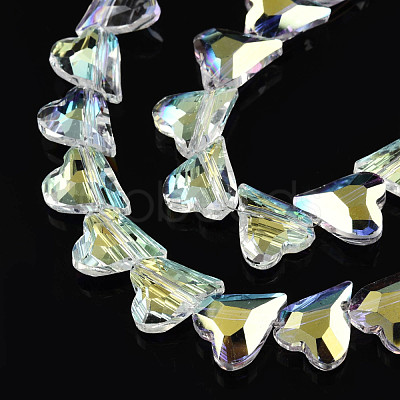 Electroplate Transparent Glass Beads Strands EGLA-N002-44-01-1