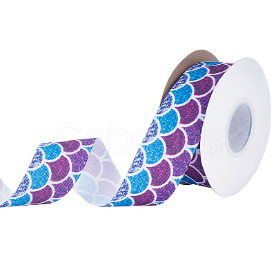 20 Yards Flat Printed Polyester Grosgrain Ribbon OCOR-WH0067-90A-1