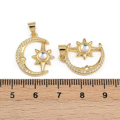 Rack Plating Planet Brass Micro Pave Cubic Zirconia Pendants KK-E102-31G-1-1