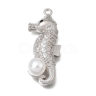 Brass Micro Pave Clear Cubic Zirconia Pendants KK-K427-47P-1