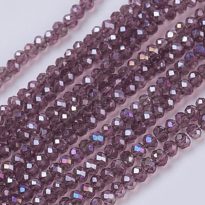Electroplate Glass Beads Strands GLAA-F076-FR07-1