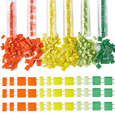 600Pcs 6 Style Opaque Colours 2-Hole Glass Seed Beads SEED-CN0001-17-1