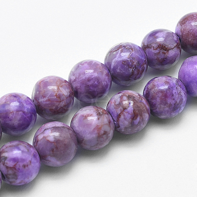 Natural Marble Beads Strands G-K211-8mm-G-1