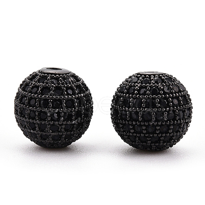 Brass Micro Pave Cubic Zirconia Beads ZIRC-Q013-12mm-143B-1