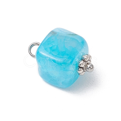 Dyed Natural Agate Cube Charms PALLOY-JF03964-1