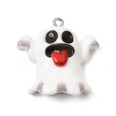 Halloween Printed Opaque Resin Pendants RE-CBAD0A2-07A-P-1