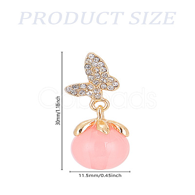 1 Pair Butterfly Alloy Rhinestone Dangle Stud Earrings EJEW-LP0007-069-1