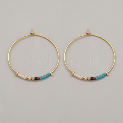 Bohemian Handmade Glass Seed Beads Hoop Earrings AM1646-6-1
