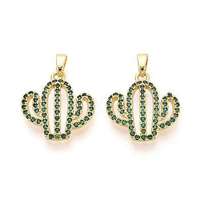 Brass Micro Pave Cubic Zirconia Pendants X-KK-N257-71G-1