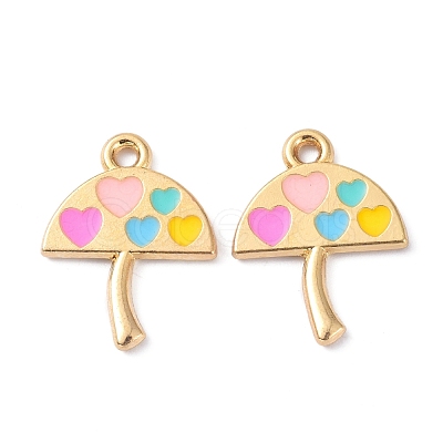 Umbrella with Heart Alloy Enamel Pendants ENAM-B044-02G-1