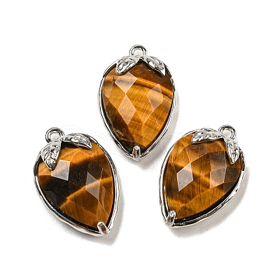 Natural Tiger Eye Faceted Pendants G-M431-06P-11-1