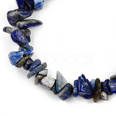 Unisex Chip Natural Lapis Lazuli Beaded Stretch Bracelets BJEW-S143-07-1