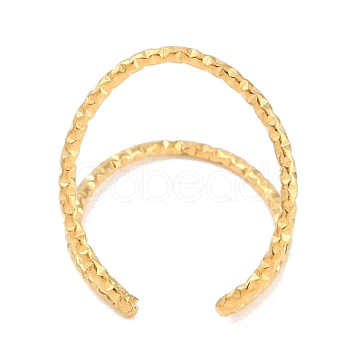 Ion Plating(IP) 304 Stainless Steel Open Cuff Ring for Women RJEW-C097-02G-1