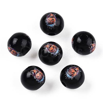 Halloween Theme Wood European Beads WOOD-N016-04F-1