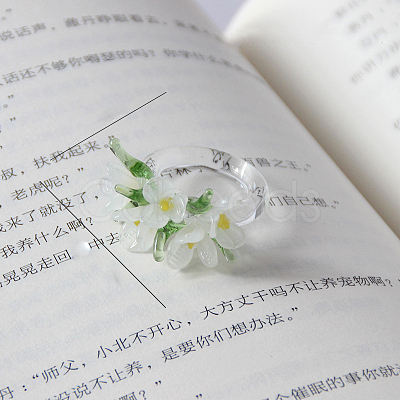 Flower Glass Finger Rings FS-WG137CE-01-1