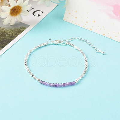 Natural Amethyst Beaded Bracelets BJEW-JB06384-02-1
