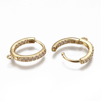 Brass Huggie Hoop Earring Findings ZIRC-F103-03-G-1