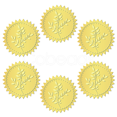 12 Sheets Self Adhesive Gold Foil Embossed Stickers DIY-WH0451-018-1