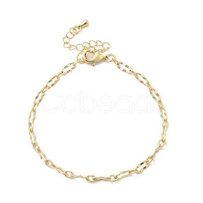 Brass Link Chain Bracelet for Women BJEW-A065-04G-1
