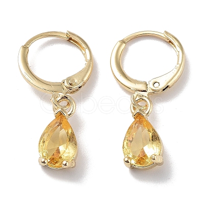 Golden Brass Dangle Hoop Earrings EJEW-L269-045G-04-1