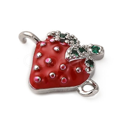Brass Micro Pave Green Cubic Zirconia Fruit Connector Charms KK-I276-15P-A01-1
