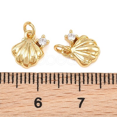 Brass Micro Pave Clear Cubic Zirconia Charms KK-Q085-02B-G-1