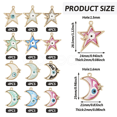 48Pcs 12 Style Alloy Enamel Pendants ENAM-TA0001-73-1