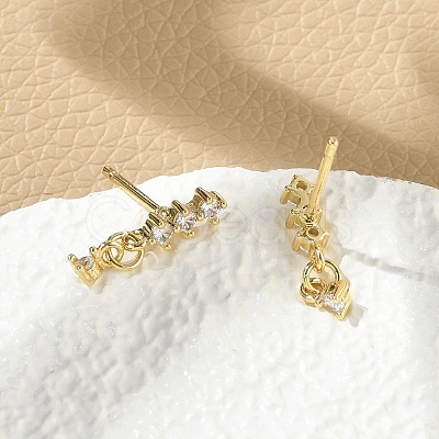Brass Micro Pave Clear Cubic Zirconia Stud Earrings EJEW-R016-26G-01-1