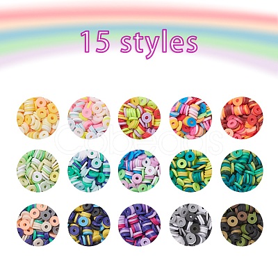 2400Pcs 15 Colors Handmade Polymer Clay Beads CLAY-YW0001-41-1