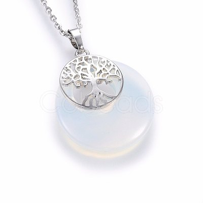 Opalite Flat Round Pendants G-I357-A10-1