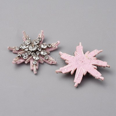 Glass Crystal Rhinestone Sew on Cloth Patches PATC-WH0008-226E-1