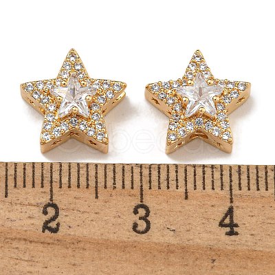 Brass Micro Pave Cubic Zirconia Beads KK-U037-08G-02-1