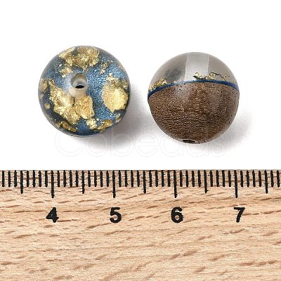 Walnut Wood with Resin Gold Foil Beads WOOD-G025-01A-1