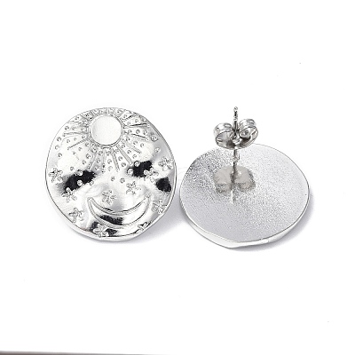 Tarnish Resistant 304 Stainless Steel Sun with Moon Stud Earrings for Women EJEW-F300-06P-1