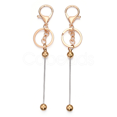 Electroplate Alloy and Brass Bar Beadable Keychain for Jewelry Making DIY Crafts DIY-YW0007-57G-1