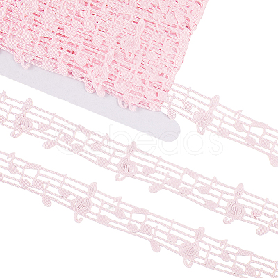 20 Yards Polyester Musical Note Lace Trim Ribbon OCOR-GF0004-44D-1
