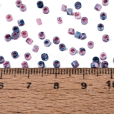 Opaque Picasso Cylinder Glass Beads SEED-Q039-06A-07-1
