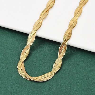304 Stainless Steel Twist Rope Chain Necklace for Men Women NJEW-P269-03G-1