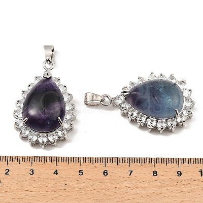 Natural Fluorite & Rhinestone Pendants G-K338-31P-01-1