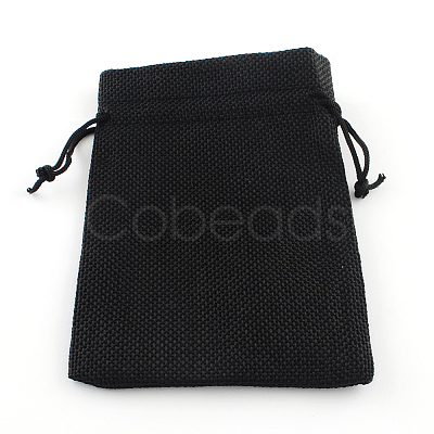 Polyester Imitation Burlap Packing Pouches Drawstring Bags X-ABAG-R005-9x7-09-1