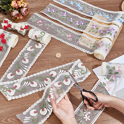 12 Yards 6 Styles Polyester Silk Embroidery Ribbon DIY-NB0014-02A-1