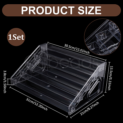 5-Tier PA Plastic Display Riser Stands for Mini Card DJEW-WH0028-002B-1
