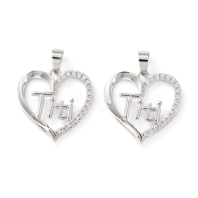 Brass Micro Pave Clear Cubic Zirconia Pendants ZIRC-Z007-12P-1