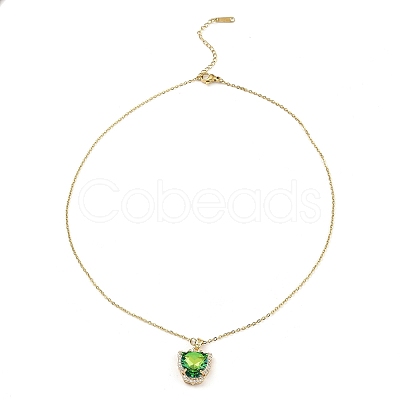 Tiger Head Light Gold Brass Micro Pave Cubic Zirconia Pendant Necklaces NJEW-E105-18KCG-01-1